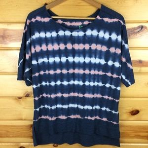 GreenTea Tie Dye Top with Hi Low Hem
